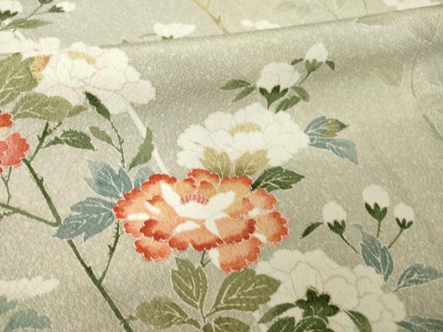 平和屋着物●訪問着　友禅　枝花文　暈し染め　正絹　逸品　AABI4554ck