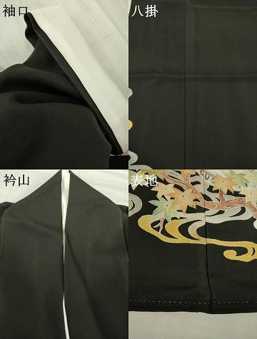 平和屋着物●豪華黒留袖　作家物　花鳥絵皿文　正絹　逸品　AABI4555ck