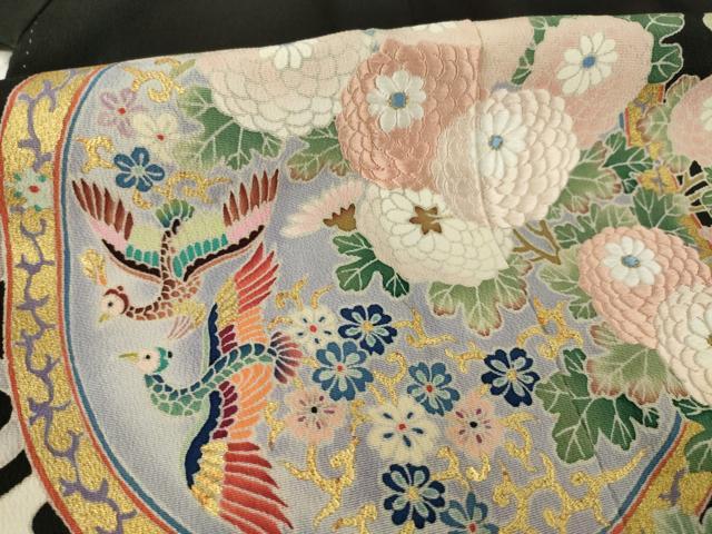 平和屋着物●豪華黒留袖　作家物　花鳥絵皿文　正絹　逸品　AABI4555ck