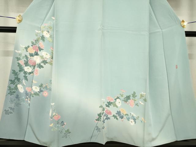 平和屋着物●十日町友禅　女流作家　遠田藤舟 　訪問着　草花文　暈し染め　正絹　逸品　AABI4556ck