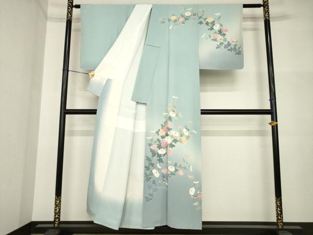 平和屋着物●十日町友禅　女流作家　遠田藤舟 　訪問着　草花文　暈し染め　正絹　逸品　AABI4556ck