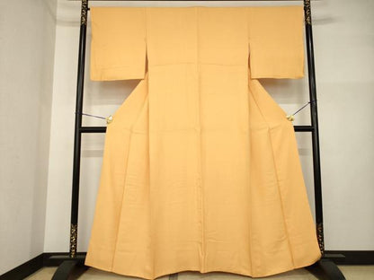 平和屋着物●上質な色無地　杏色　正絹　逸品　AABI4558ck