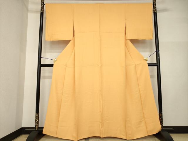 平和屋着物●上質な色無地　杏色　正絹　逸品　AABI4558ck