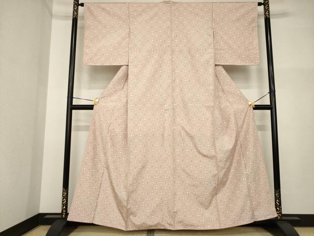 平和屋着物●上質な紬　絞り　菱繋ぎ　正絹　逸品　AABI4559ck