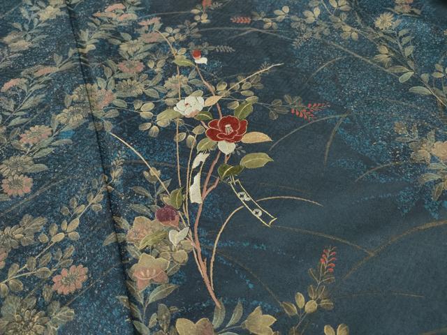 平和屋着物●訪問着　刺繍　短冊花文　金彩　正絹　逸品　AABI4560ck