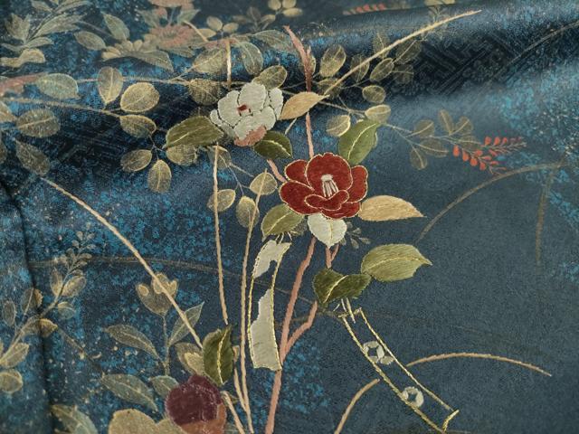 平和屋着物●訪問着　刺繍　短冊花文　金彩　正絹　逸品　AABI4560ck