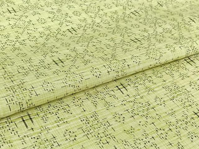 平和屋着物▽上質な紬　単衣　幾何学文様　正絹　逸品　AABI4561jh