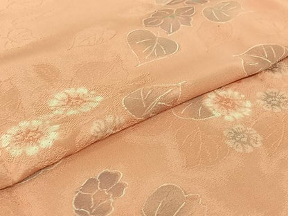 平和屋着物▽上質な小紋　単衣　絞り　地紋起こし　草花文　正絹　逸品　AABI4563jh