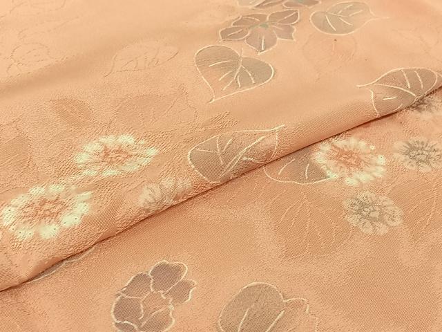 平和屋着物▽上質な小紋　単衣　絞り　地紋起こし　草花文　正絹　逸品　AABI4563jh