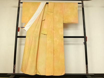 平和屋着物▽上質な小紋　単衣　霞文　暈し染め　正絹　逸品　AABI4567jh