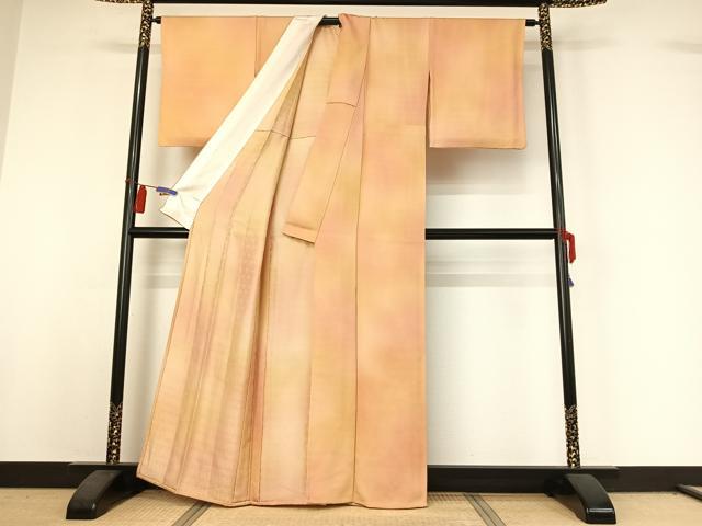 平和屋着物▽上質な小紋　単衣　霞文　暈し染め　正絹　逸品　AABI4568jh