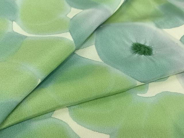 平和屋着物▽上質な小紋　単衣　絞り　草花文　暈し染め　正絹　逸品　AABI4571jh