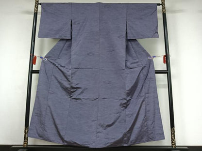 平和屋着物▽上質な紬　単衣　横段文　正絹　逸品　AABI4572jh