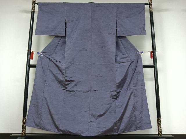 平和屋着物▽上質な紬　単衣　横段文　正絹　逸品　AABI4572jh