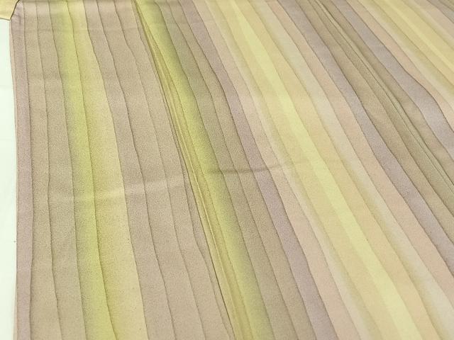 平和屋着物▽上質な小紋　単衣　縞　正絹　逸品　AABI4573jh
