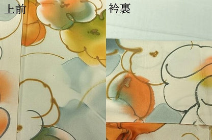 平和屋着物▽上質な小紋　単衣　手描き　草花文　暈し染め　正絹　逸品　AABI4576jh