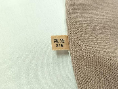 平和屋着物▽上質な紬　単衣　灰桜色　阪急百貨店扱い　正絹　逸品　AABI4577jh