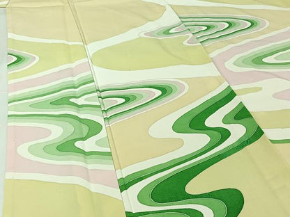 平和屋着物▽上質な小紋　単衣　流水文　正絹　逸品　AABI4580jh