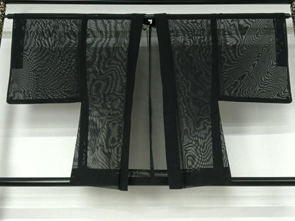 平和屋着物▽男性　羽織　スリーシーズン　春夏秋　塵除け　暗黒色　黒地　正絹　逸品　AABI4590jh