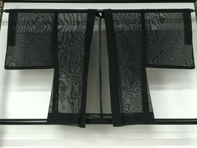 平和屋着物▽男性　羽織　スリーシーズン　春夏秋　塵除け　暗黒色　黒地　正絹　逸品　AABI4590jh