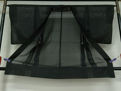 平和屋着物▽羽織　スリーシーズン　春夏秋　塵除け　暗黒色　黒地　正絹　逸品　AABI4592jh