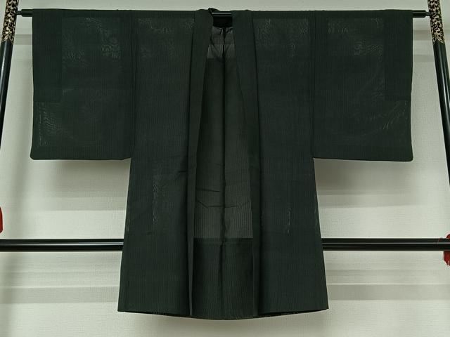 平和屋着物▽男性　長羽織　スリーシーズン　春夏秋　塵除け　縞　正絹　逸品　AABI4594jh