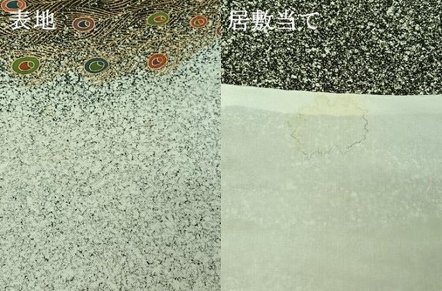 平和屋着物▽訪問着　単衣　孔雀羽文　たたき染め　金彩　正絹　逸品　AABI4597jh