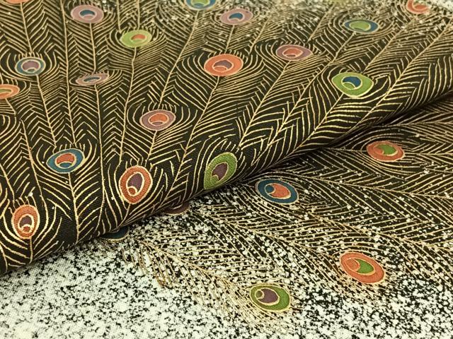 平和屋着物▽訪問着　単衣　孔雀羽文　たたき染め　金彩　正絹　逸品　AABI4597jh