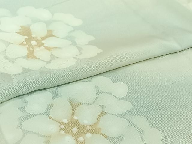 平和屋着物▽上質な小紋　単衣　地紋起こし　草花文　暈し染め　正絹　逸品　AABI4598jh