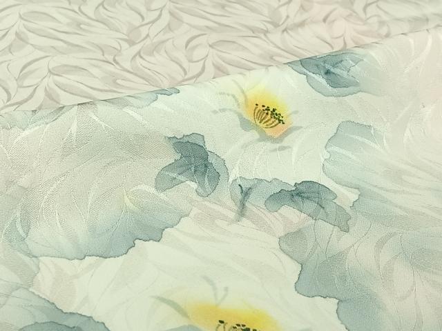 平和屋着物▽上質な小紋　単衣　手描き　草花文　正絹　逸品　AABI4599jh