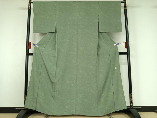 平和屋着物▽上質な小紋　単衣　作家物　墨流し文様　正絹　逸品　AABI4601jh