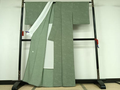 平和屋着物▽上質な小紋　単衣　作家物　墨流し文様　正絹　逸品　AABI4601jh