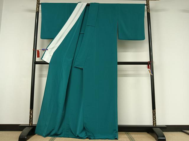 平和屋着物▽色無地　単衣　鉄色　鬼しぼ縮緬　洗える着物　AABI4603jh