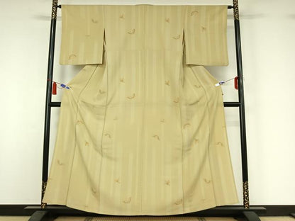 平和屋着物▽上質な小紋　単衣　舞蝶文　正絹　逸品　AABI4605jh
