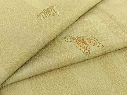 平和屋着物▽上質な小紋　単衣　舞蝶文　正絹　逸品　AABI4605jh