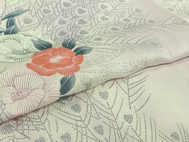 平和屋着物▽上質な小紋　単衣　草花文　暈し染め　正絹　逸品　AABI4606jh