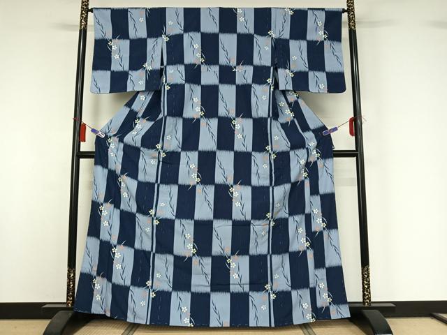 平和屋着物▽上質な小紋　単衣　草花文　正絹　逸品　AABI4607jh