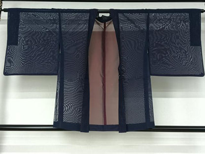 平和屋着物▽羽織　スリーシーズン　春夏秋　塵除け　留紺色　正絹　逸品　AABI4610jh