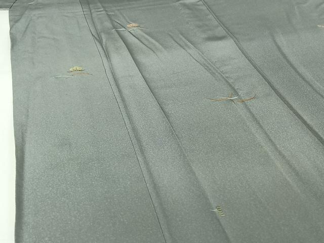 平和屋着物▽上質な小紋　単衣　総刺繍　芝松文　金糸　正絹　逸品　AABI4612jh