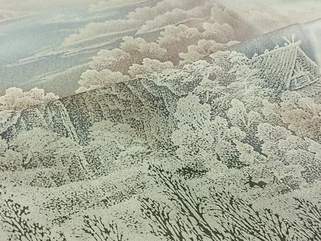 平和屋着物▽訪問着　単衣　風景文　暈し染め　正絹　逸品　AABI4613jh