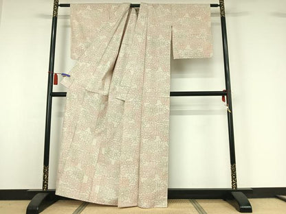 平和屋着物▽上質な紬　単衣　舞花文　正絹　逸品　AABI4614jh