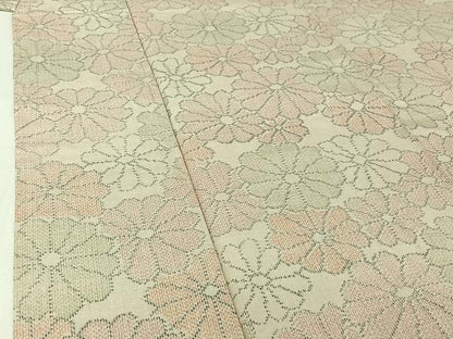 平和屋着物▽上質な紬　単衣　舞花文　正絹　逸品　AABI4614jh