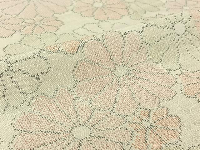平和屋着物▽上質な紬　単衣　舞花文　正絹　逸品　AABI4614jh