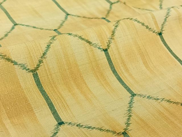 平和屋着物▽上質な紬　単衣　亀甲柄　正絹　逸品　AABI4615jh