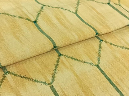 平和屋着物▽上質な紬　単衣　亀甲柄　正絹　逸品　AABI4615jh