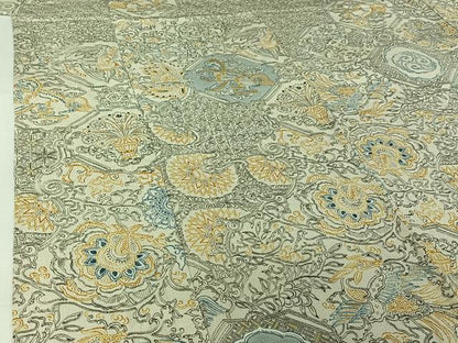 平和屋着物▽上質な小紋　単衣　更紗花文　鬼しぼ縮緬　正絹　逸品　AABI4617jh