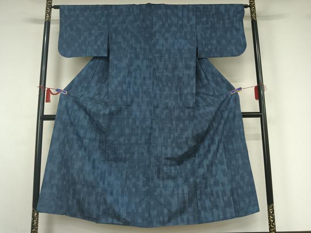 平和屋着物▽上質な紬　単衣　霞文　正絹　逸品　AABI4621jh