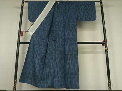 平和屋着物▽上質な紬　単衣　霞文　正絹　逸品　AABI4621jh