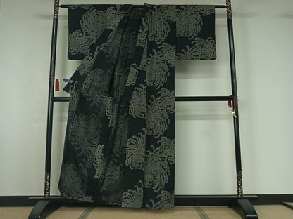 平和屋着物▽上質な紬　単衣　乱菊　正絹　逸品　AABI4623jh
