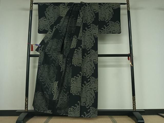 平和屋着物▽上質な紬　単衣　乱菊　正絹　逸品　AABI4623jh